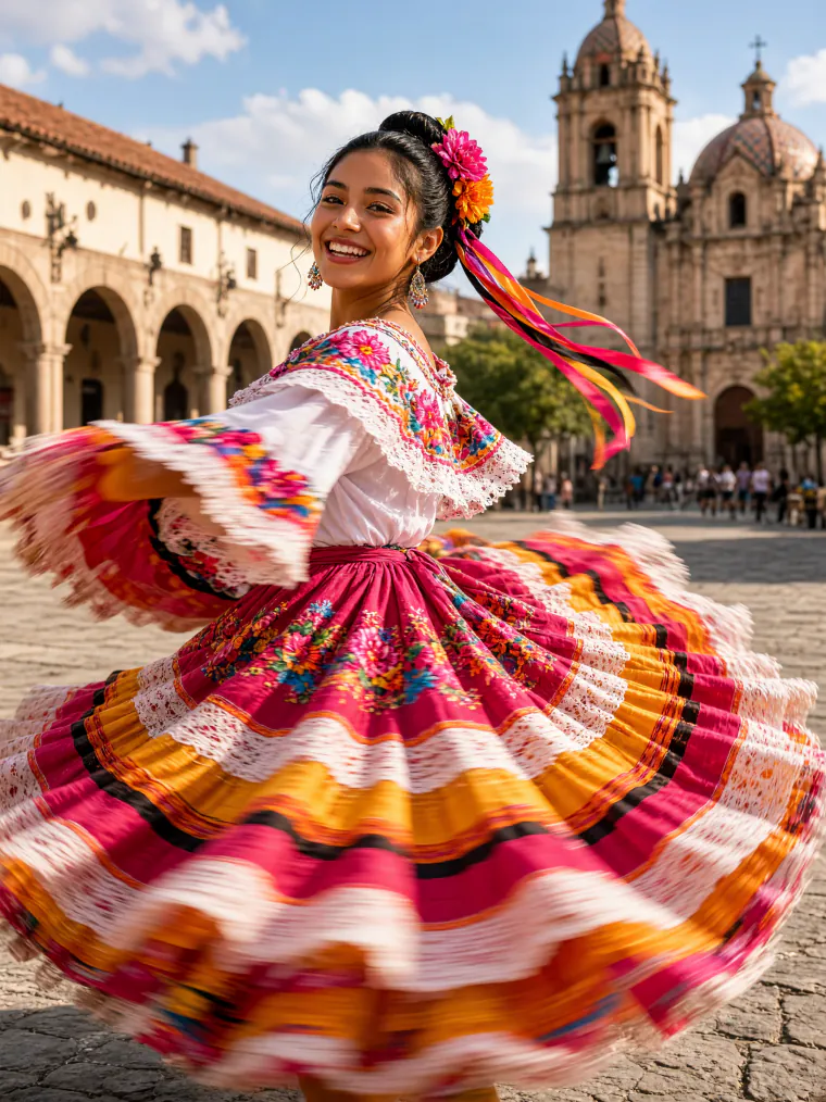 Folk dancer in a spin