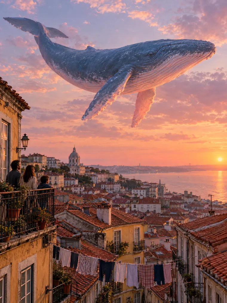 Whale over the rooftops