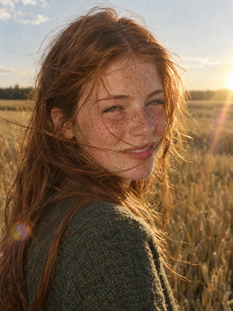 Freckled girl on film