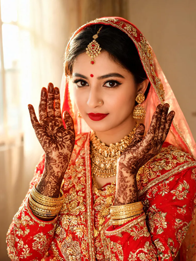 Bride with henna hands
