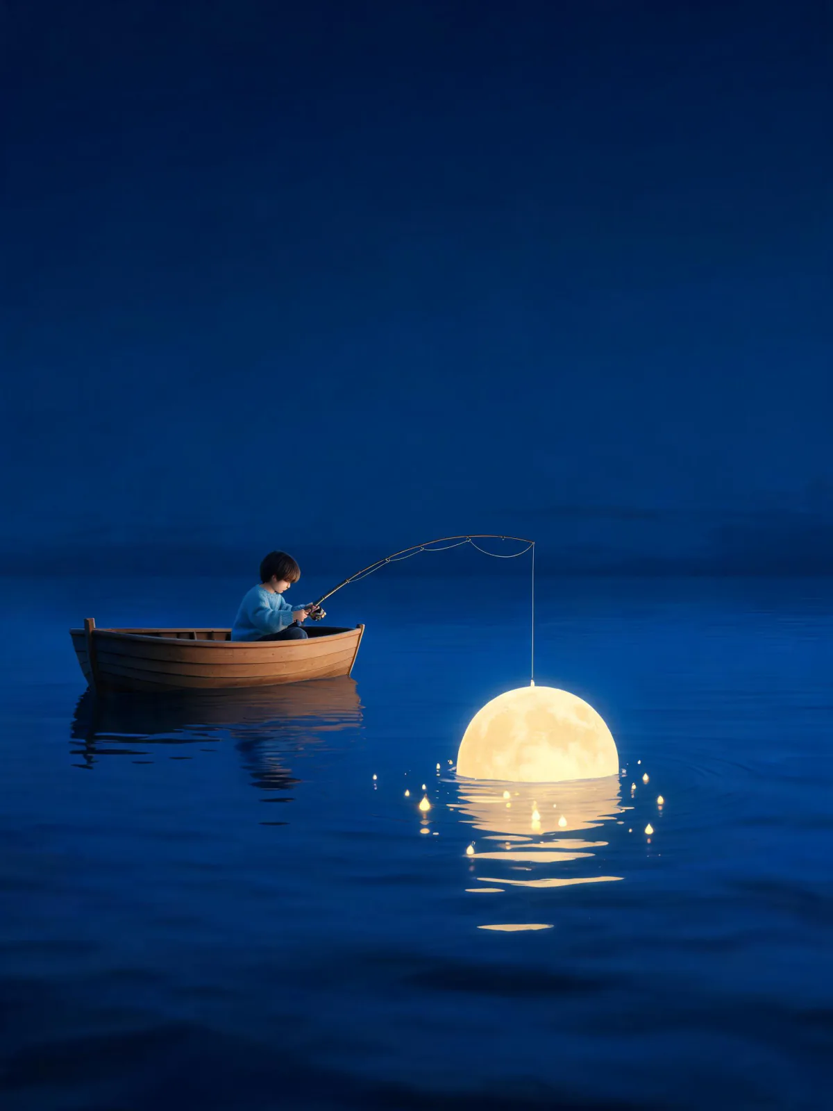 Result of the Fishing for the moon prompt, made with Seedream 5