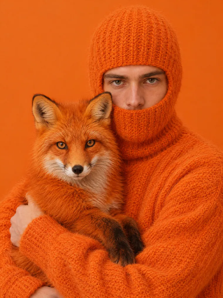 Fox in matching knitwear
