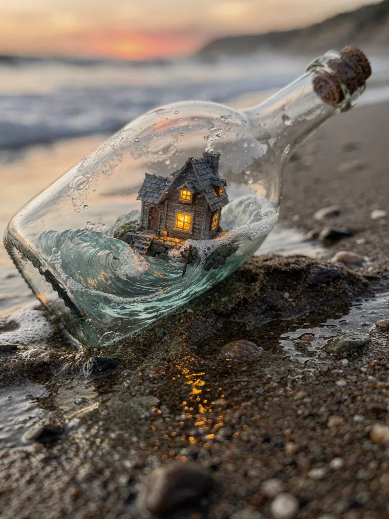 Cottage inside a bottle