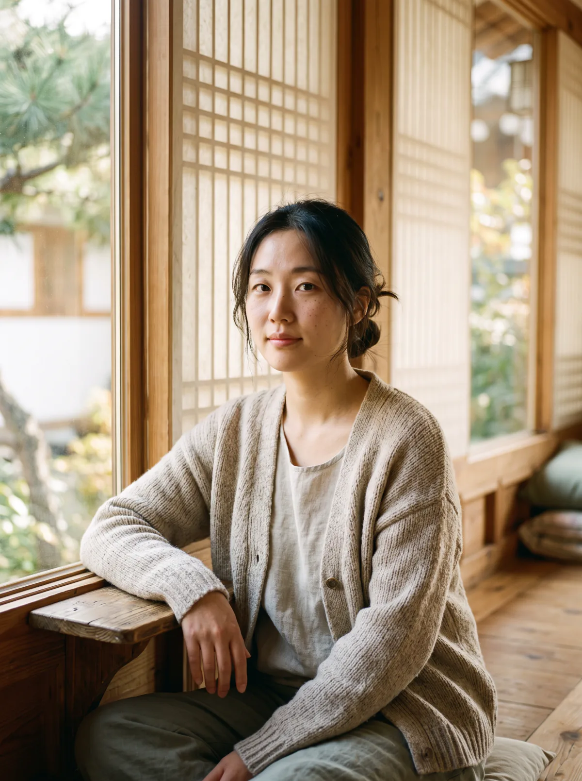 Result of the Portrait by a hanok window prompt, made with Nano Banana 2
