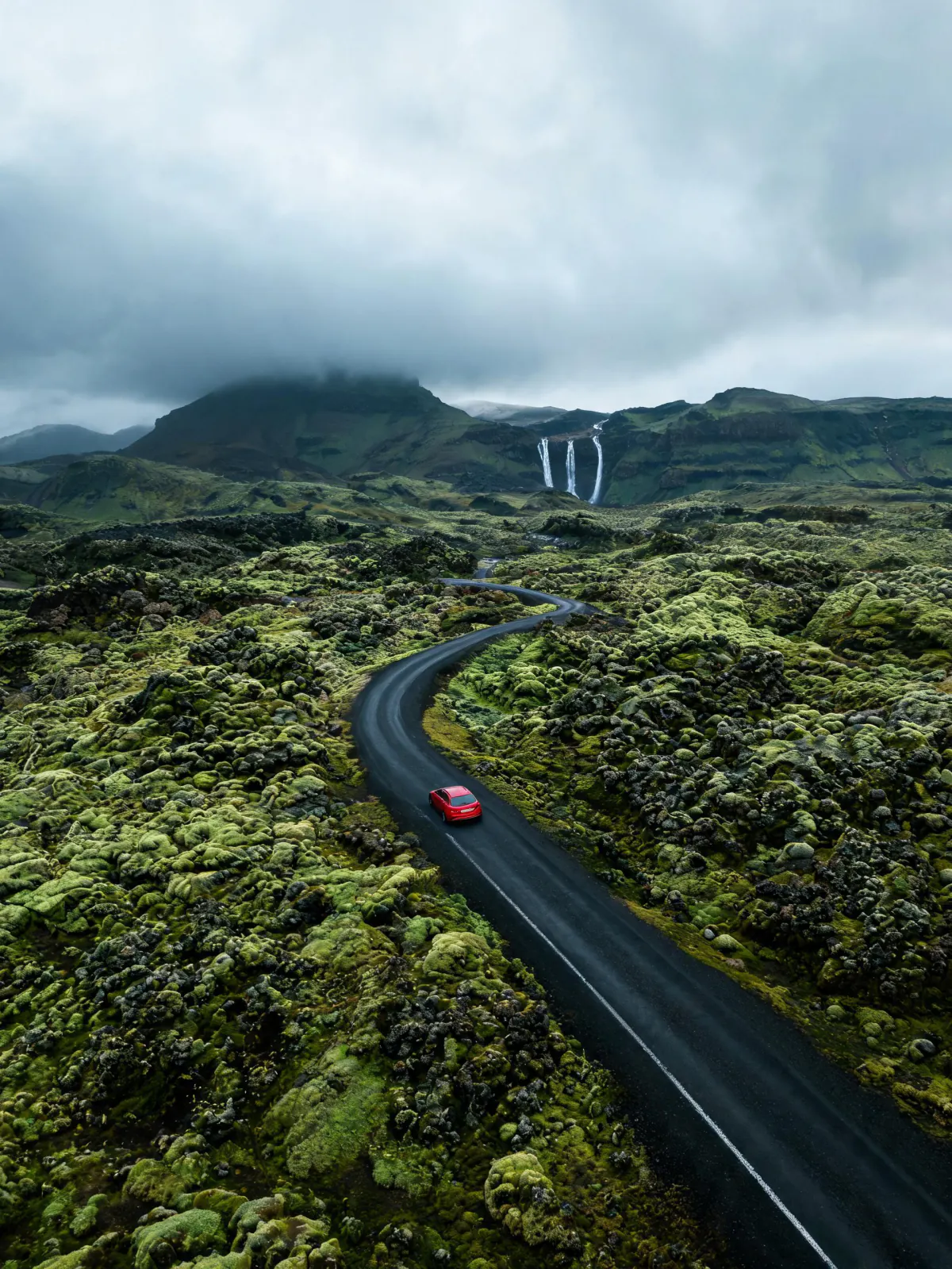 Result of the Red car on an Icelandic road prompt, made with Seedream 5