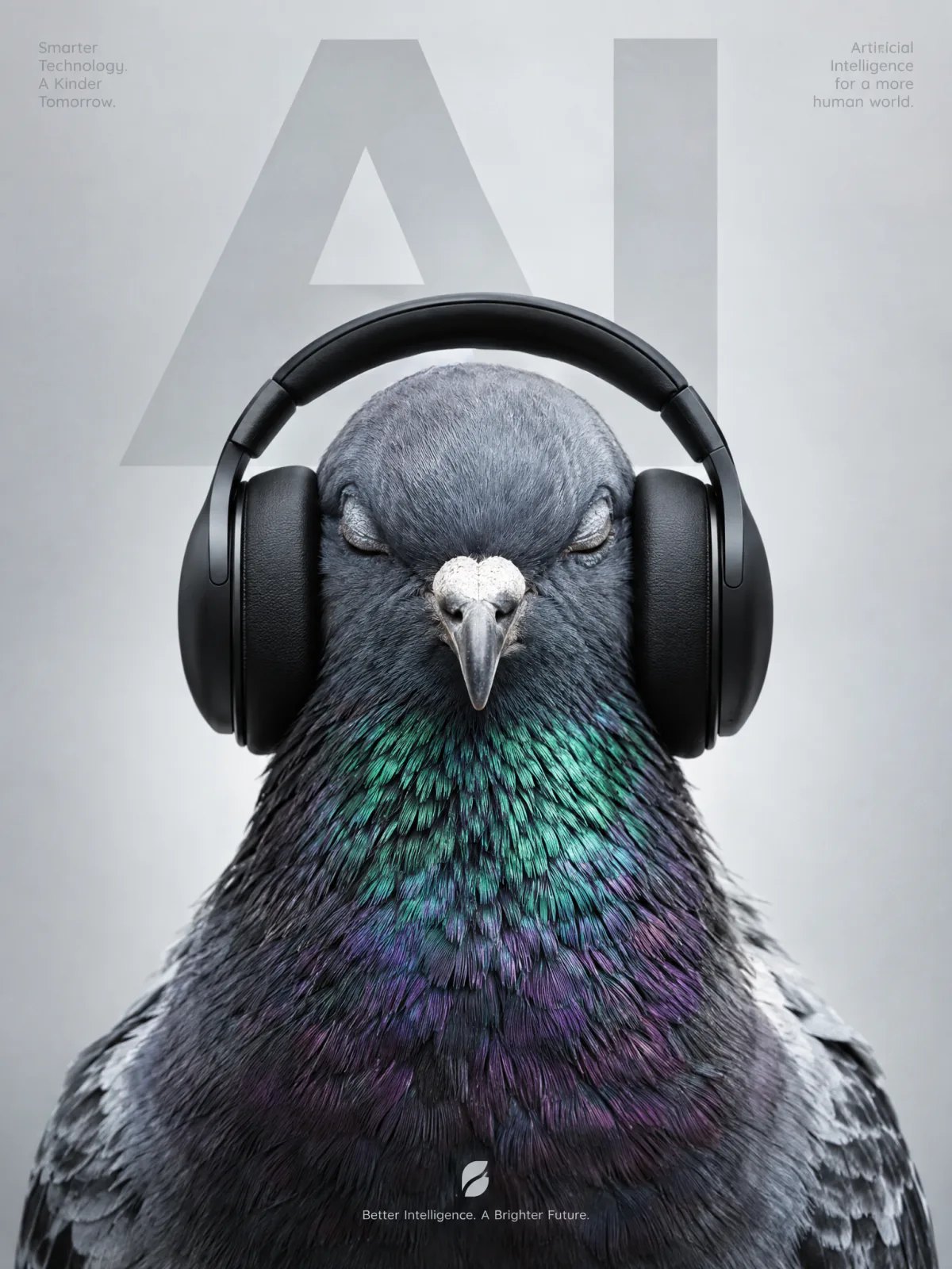 Result of the Pigeon in headphones ad prompt, made with GPT Image 2.5