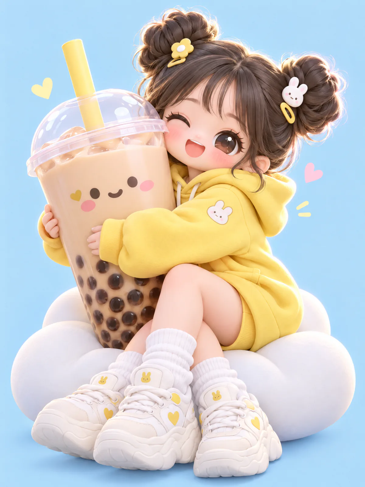 Result of the 3D chibi girl with bubble tea prompt, made with GPT Image 2.5