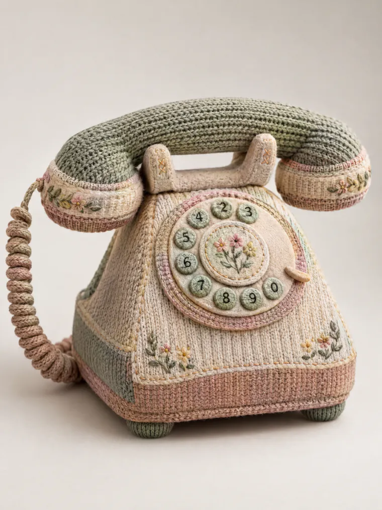 Knitted rotary phone