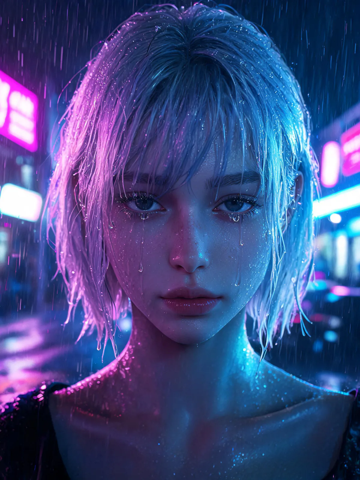 Result of the Neon rain portrait prompt, made with Seedream 5