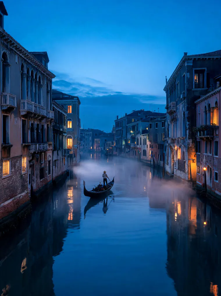 Venice canal at blue hour