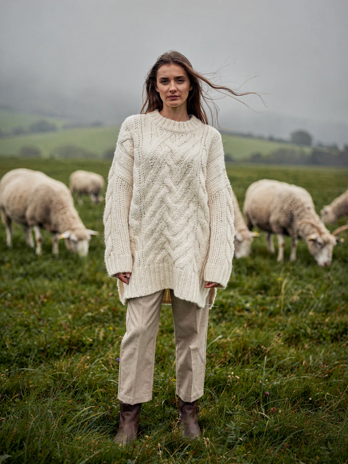 Result of the Chunky knit among the sheep prompt, made with Flux 2 Max