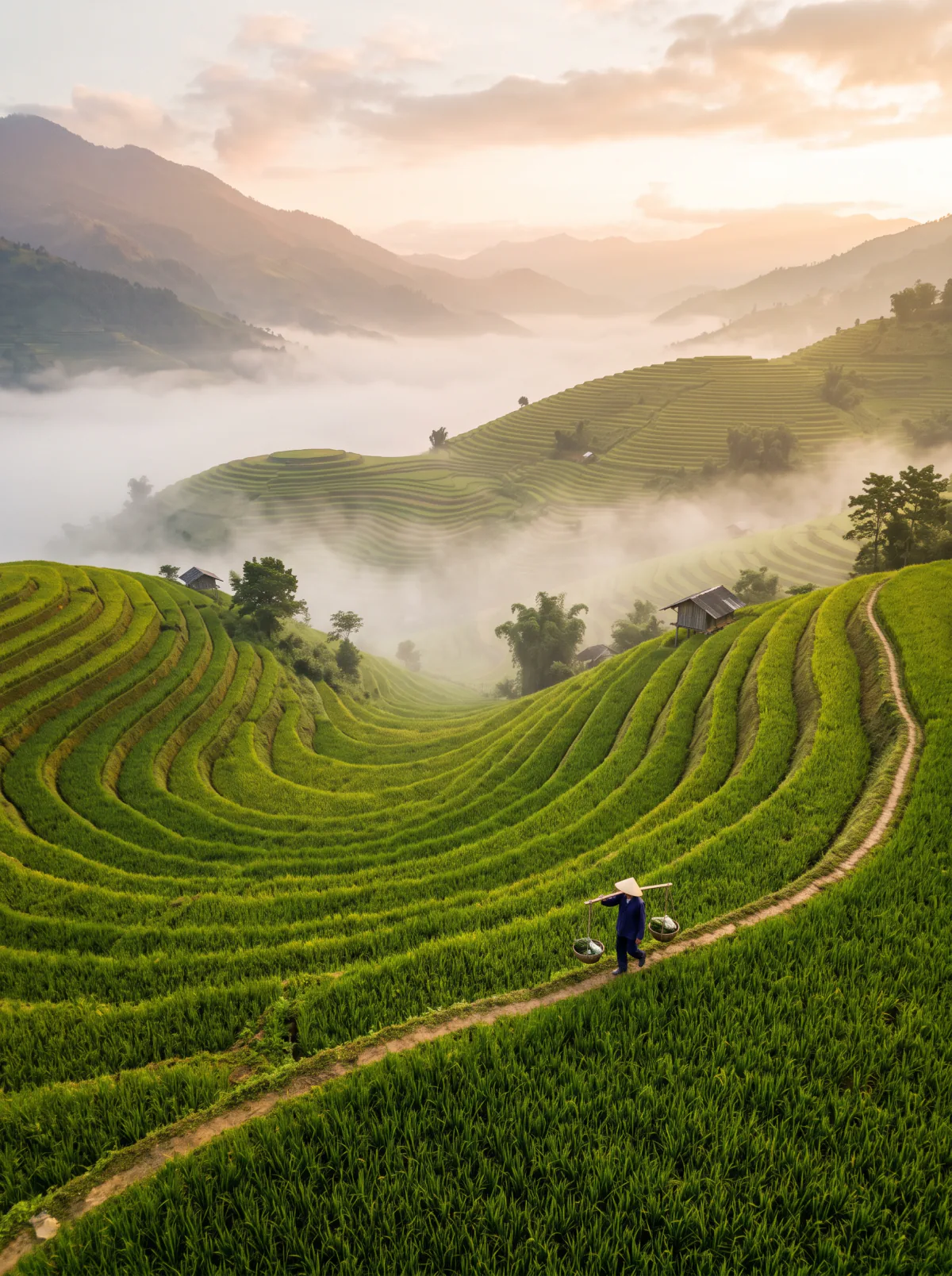 Result of the Rice terraces at dawn prompt, made with Nano Banana 2