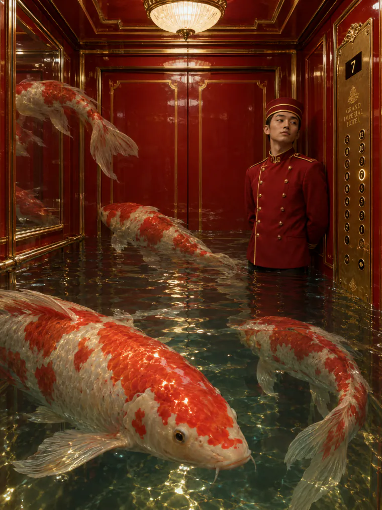 Koi in a hotel elevator