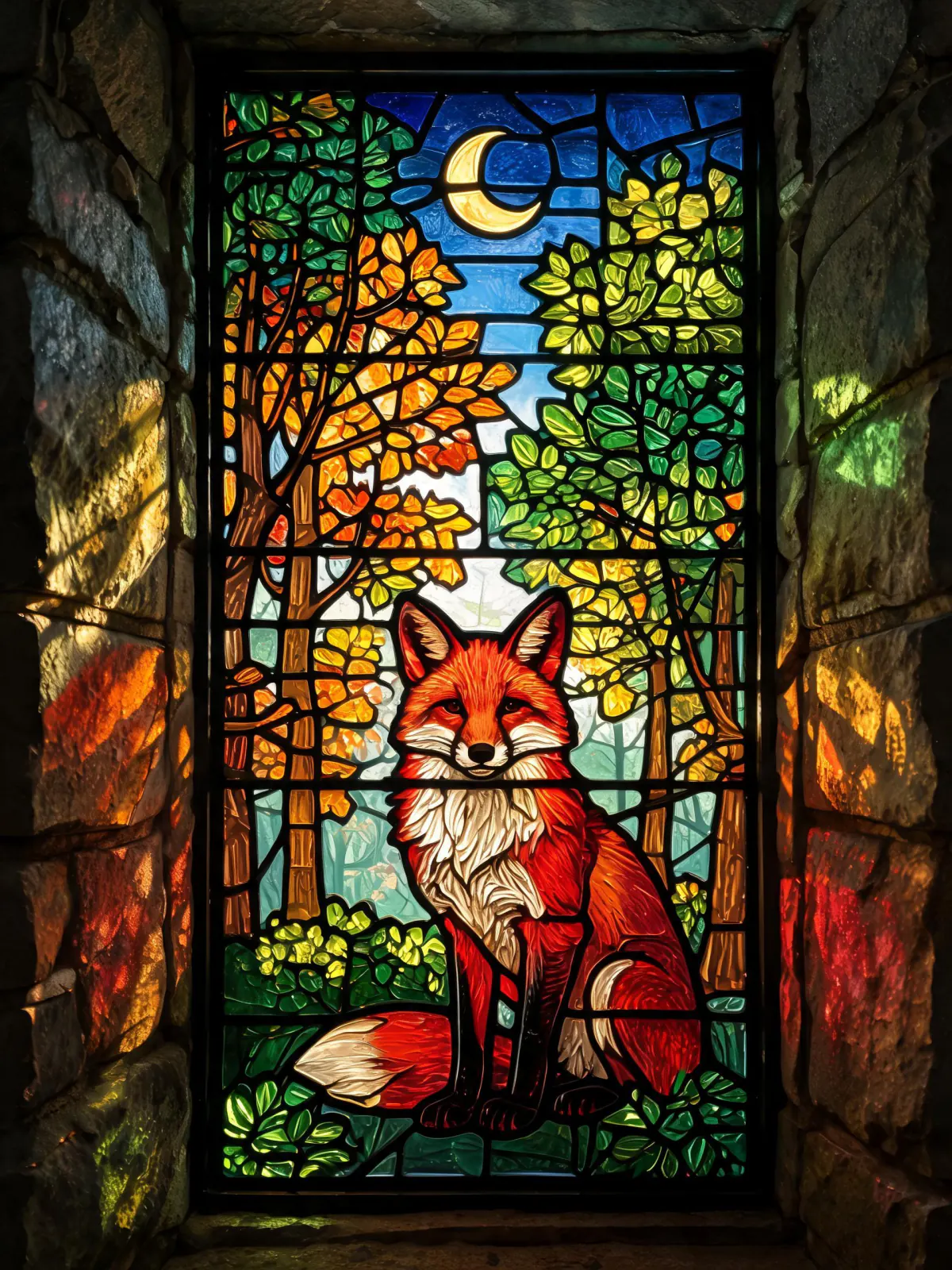 Result of the Stained-glass fox prompt, made with Seedream 5