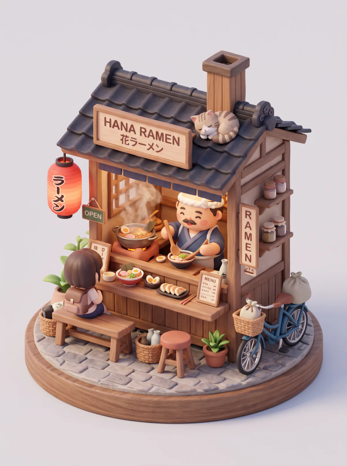 Result of the Chibi noodle shop diorama prompt, made with Nano Banana 2