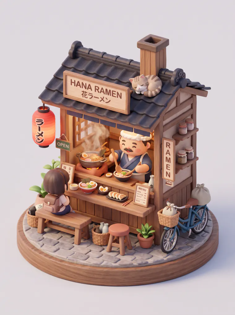 Chibi noodle shop diorama