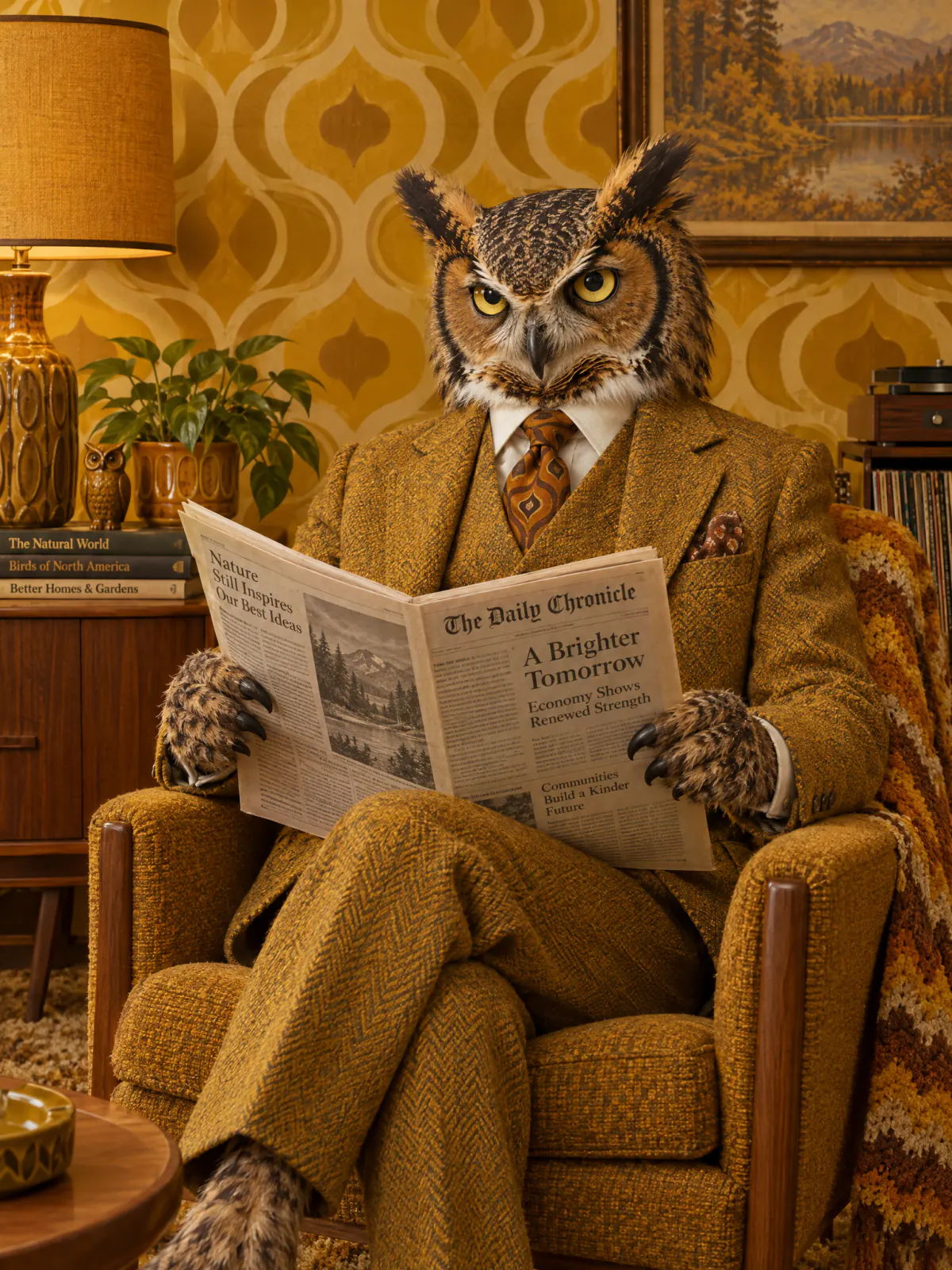 Result of the Owl in a tweed suit prompt, made with GPT Image 2.5