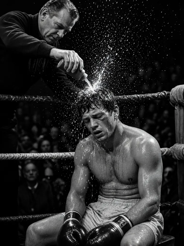 Boxer between rounds