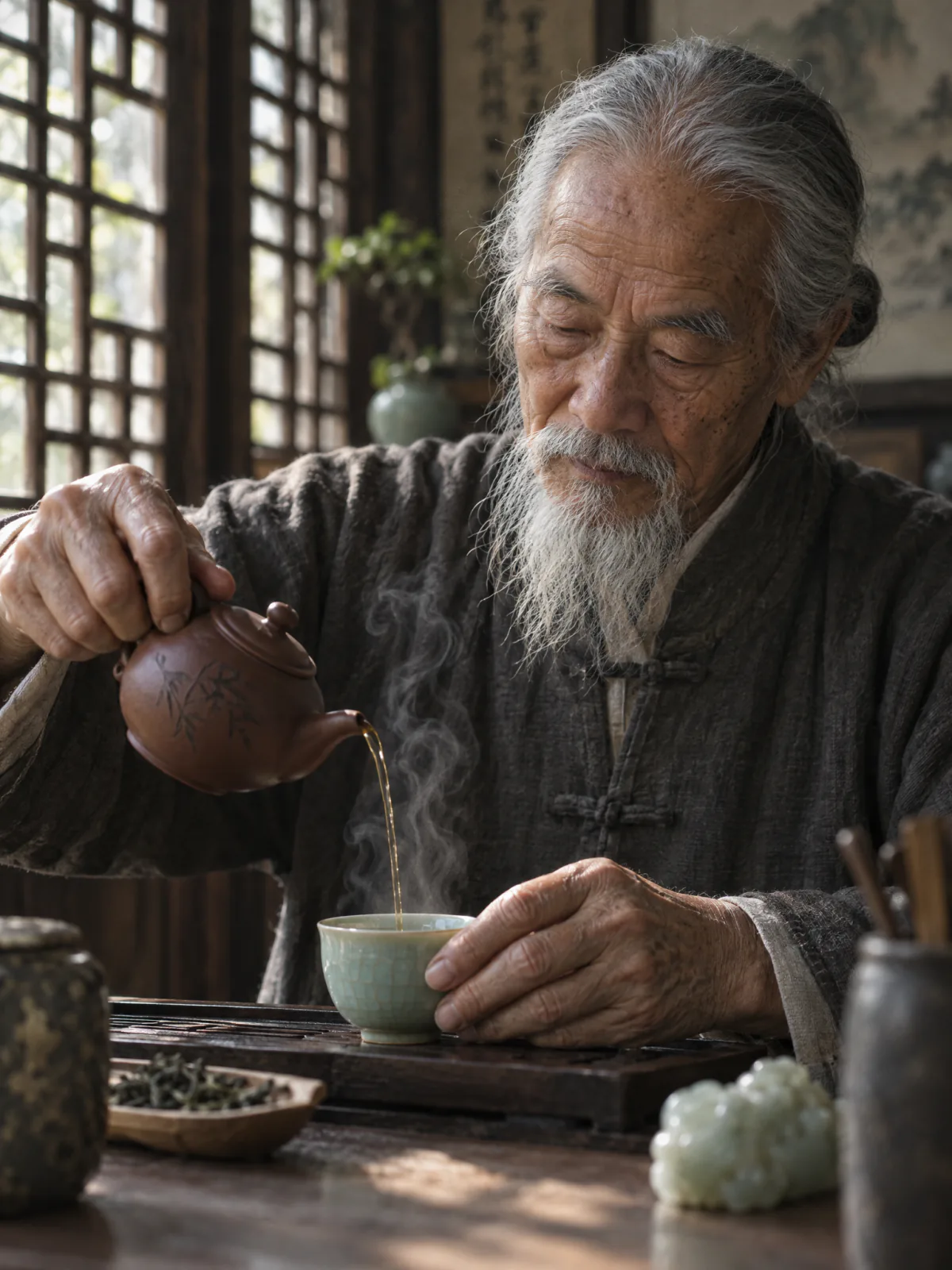 Result of the Tea master in morning light prompt, made with GPT Image 2.5