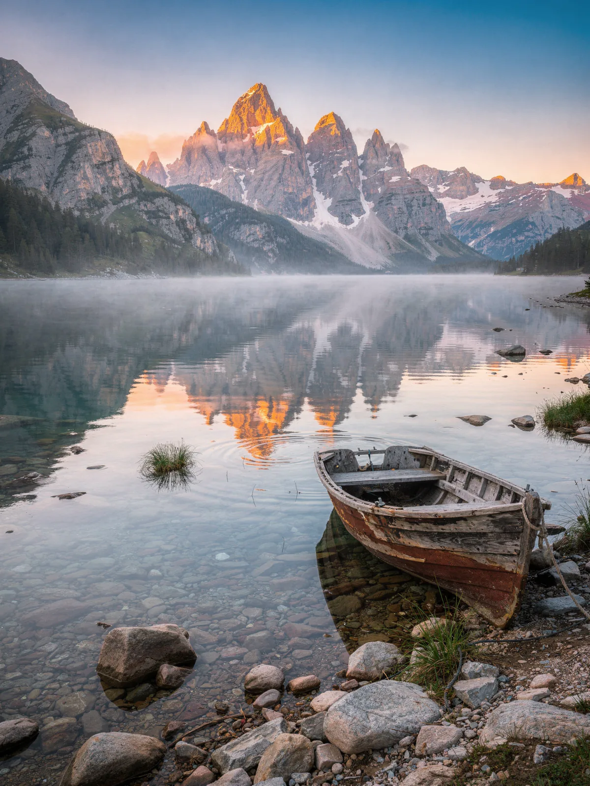 Result of the Alpine lake mirror prompt, made with Flux 2 Max