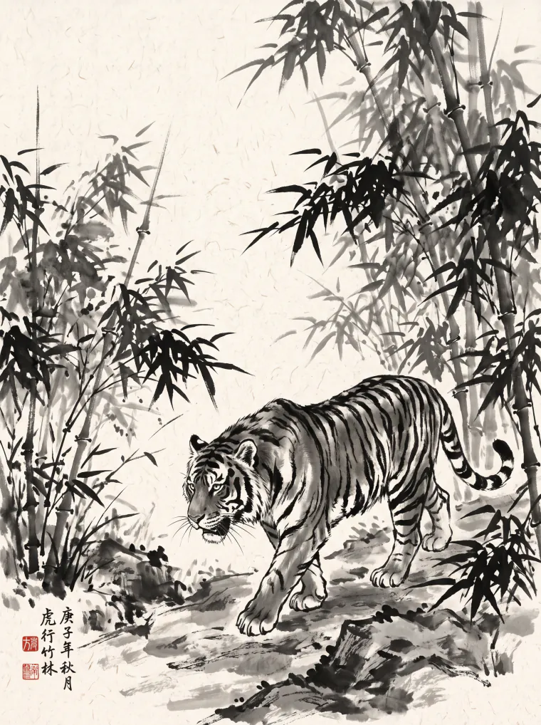 Ink-wash tiger