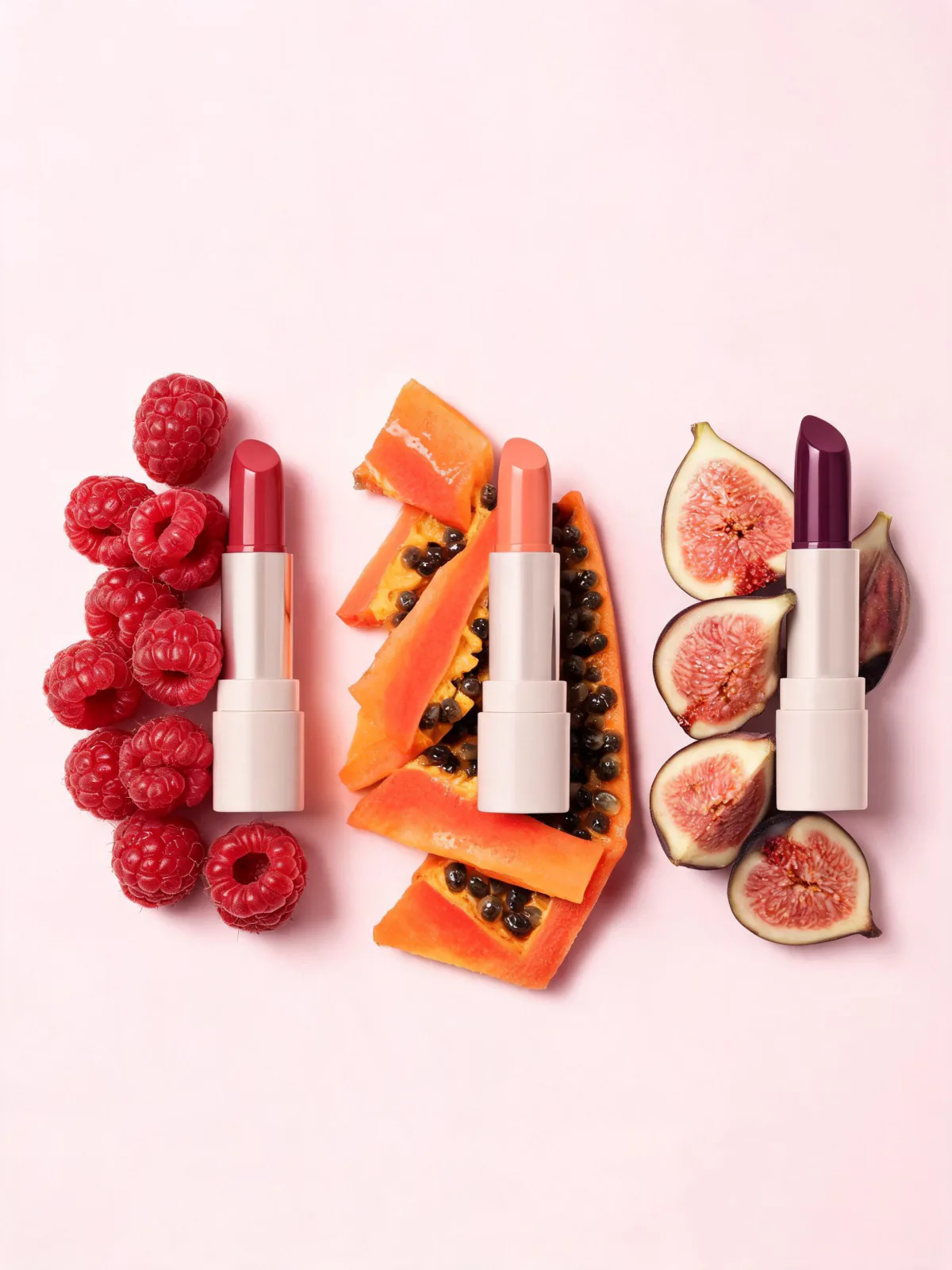 Result of the Lipsticks among fresh fruit prompt, made with Seedream 5