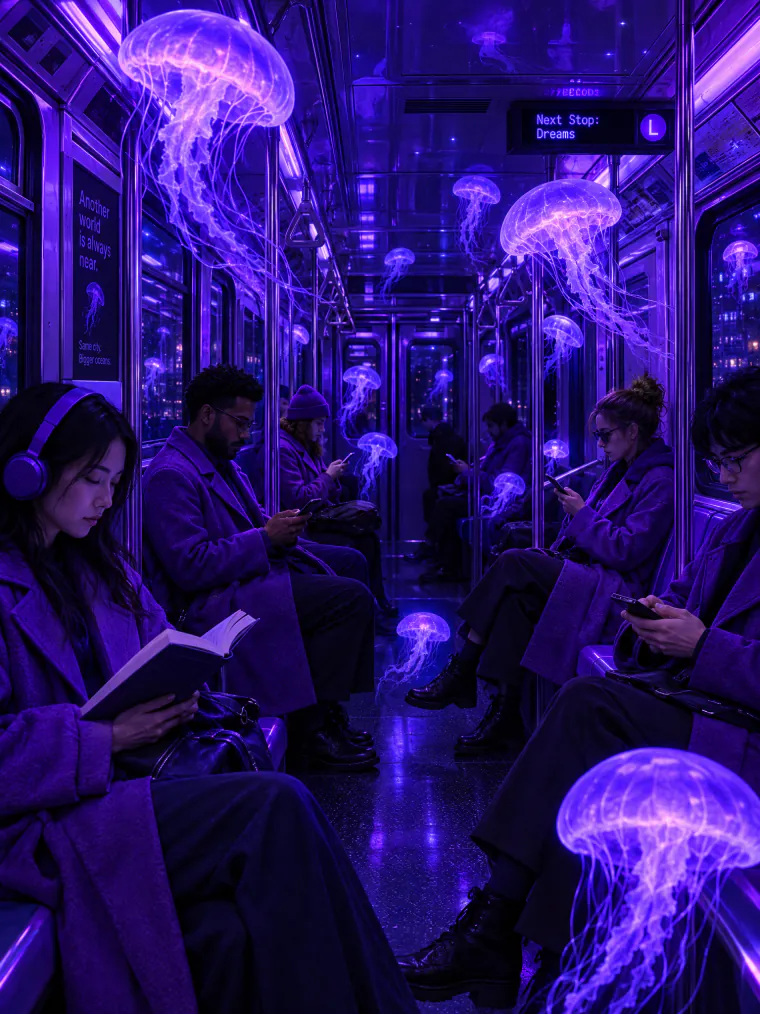 Jellyfish on the night subway