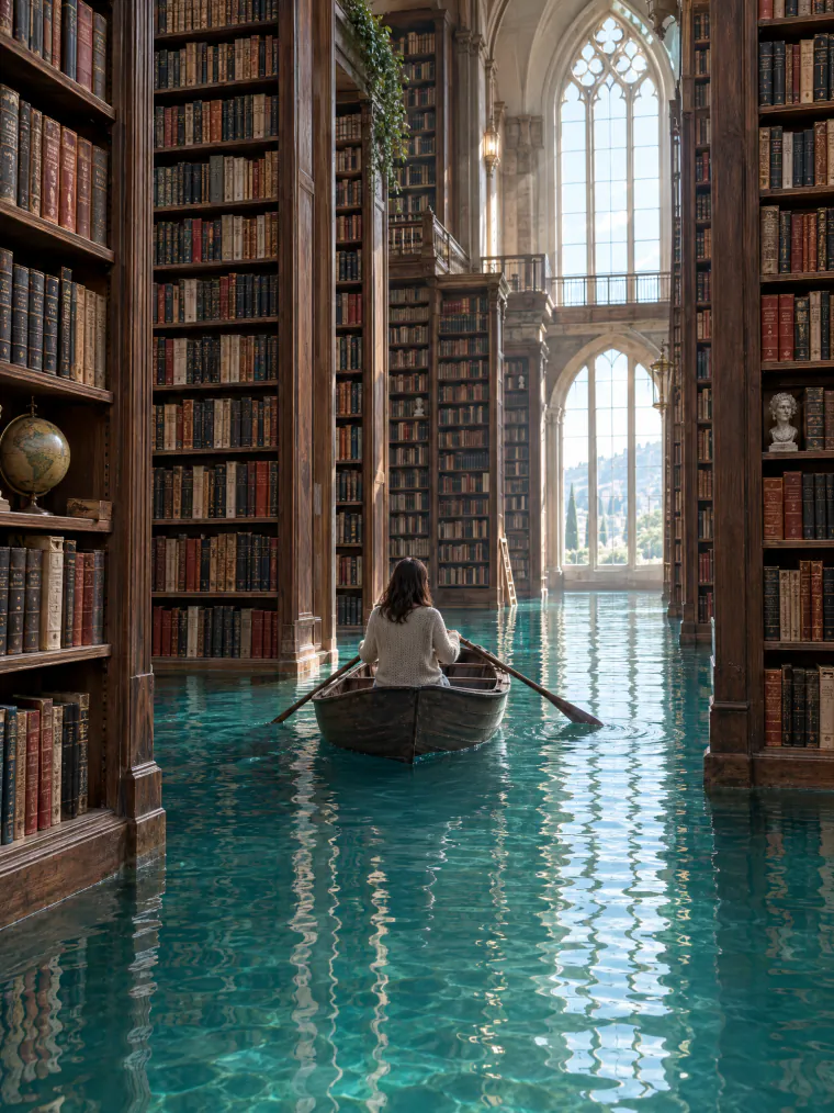 Library flooded by the sea