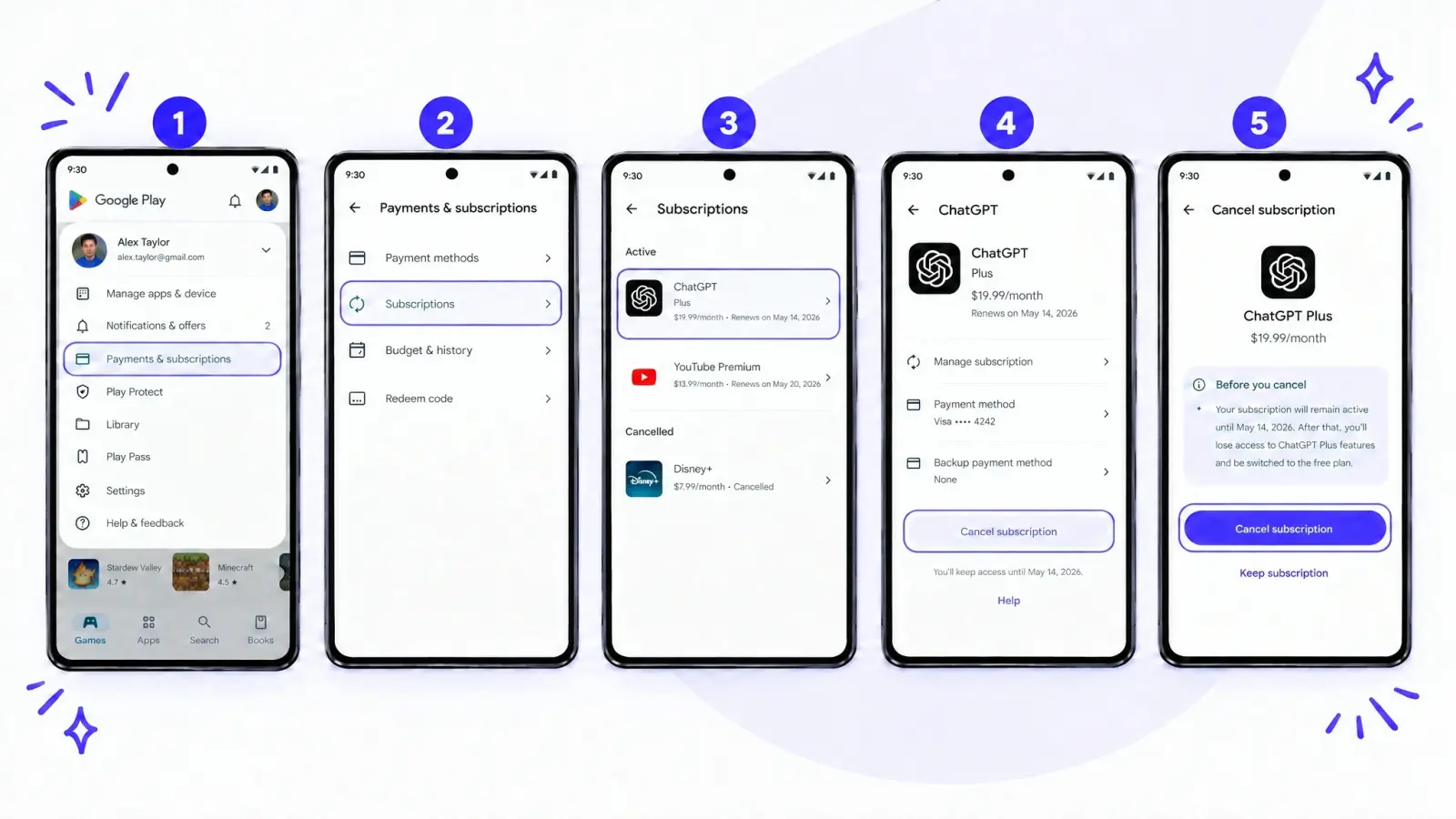 Passos para cancelar o ChatGPT Plus no app da Google Play Store