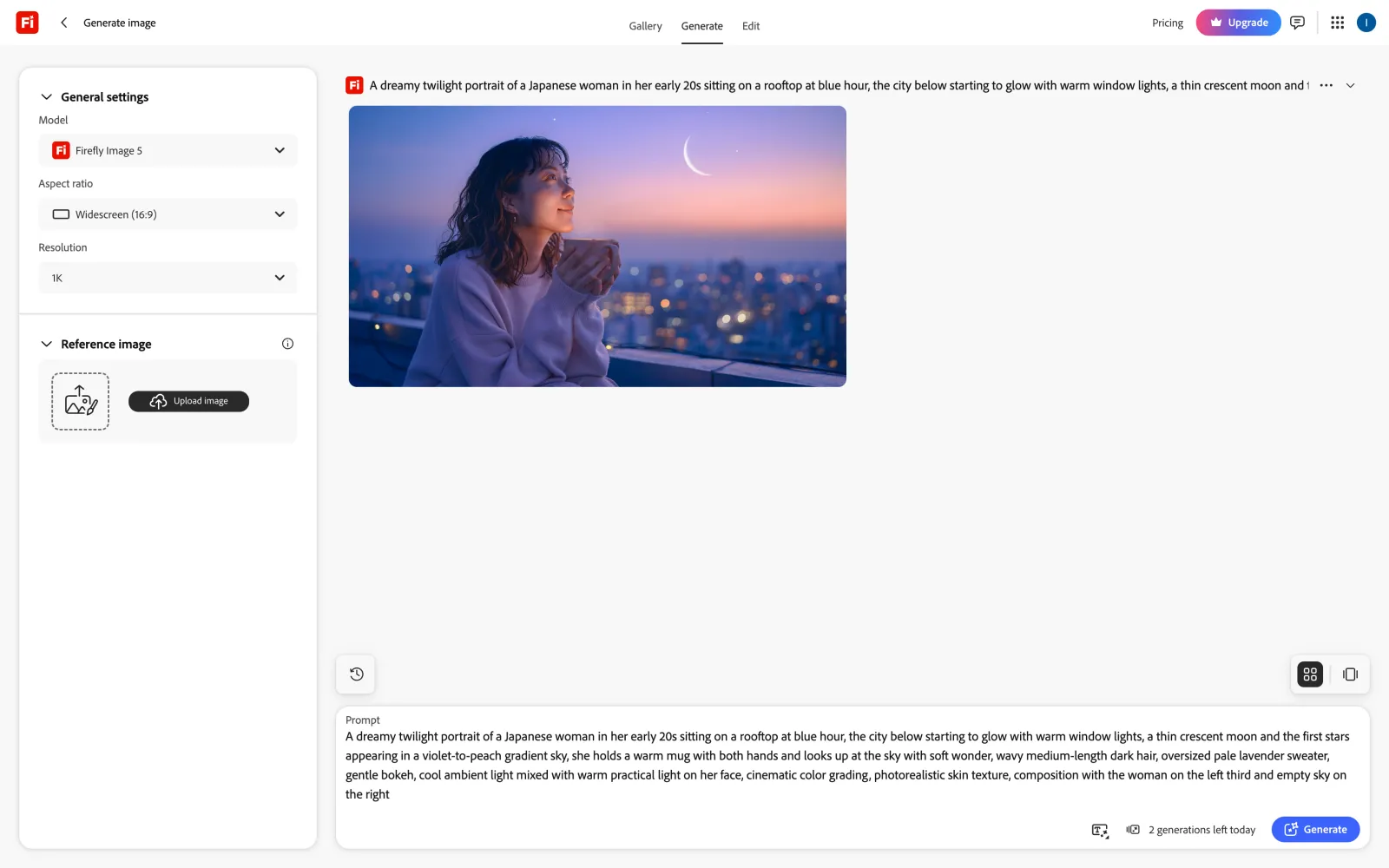Geração de imagens no Adobe Firefly com o Firefly Image 5 no plano gratuito