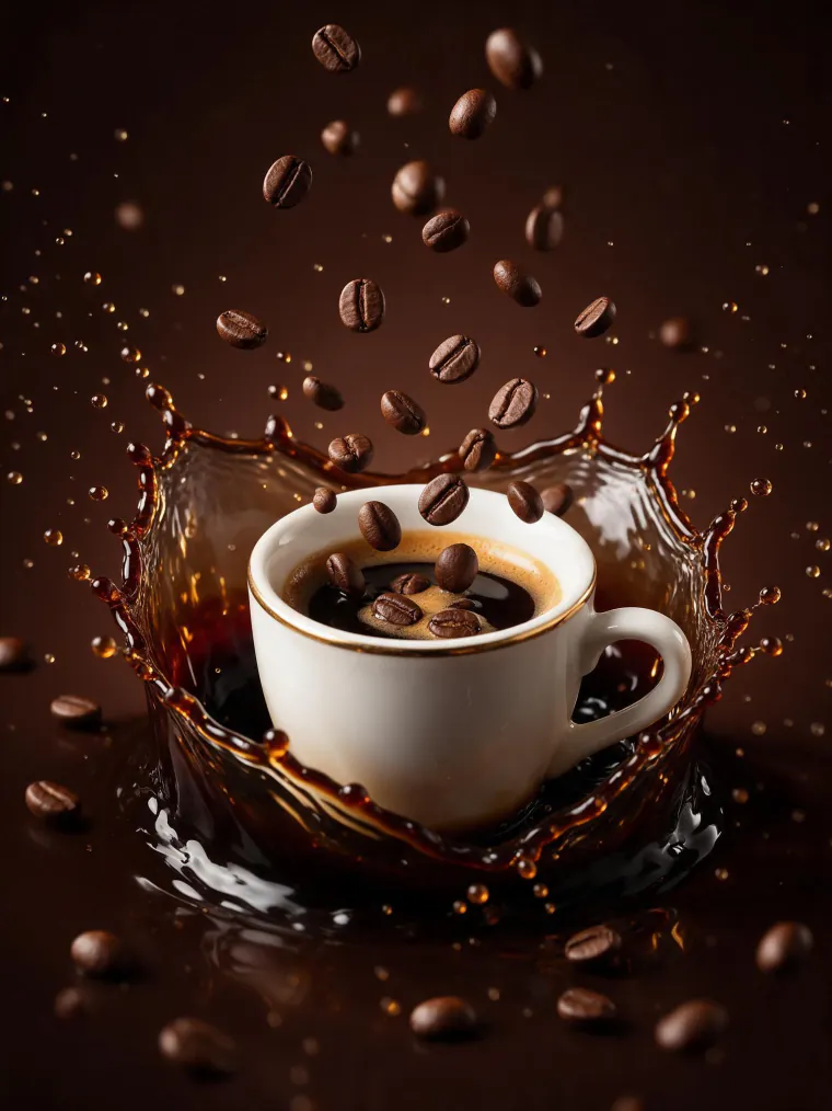 Espresso cup in a coffee splash