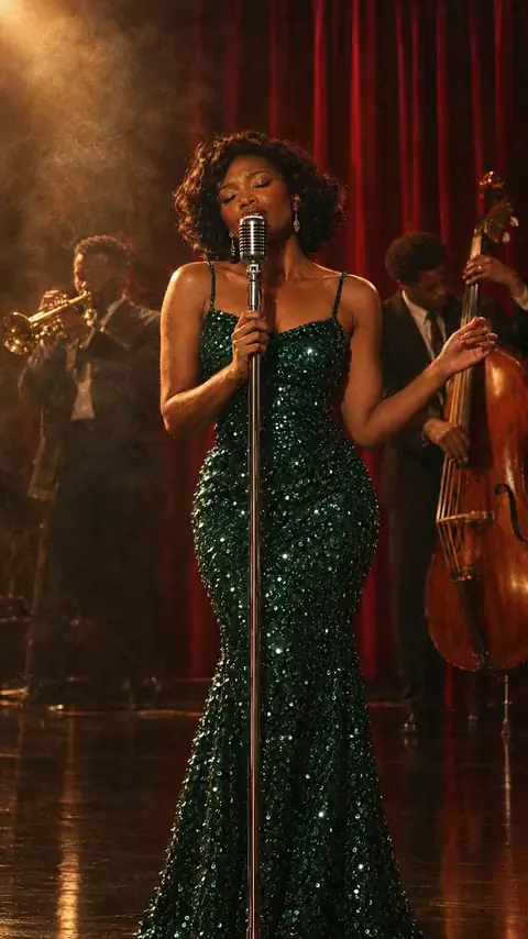 Jazz singer on a smoky stage