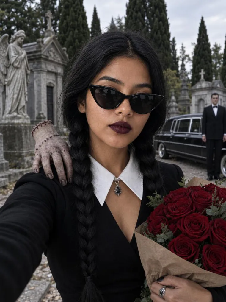 Wednesday cemetery selfie