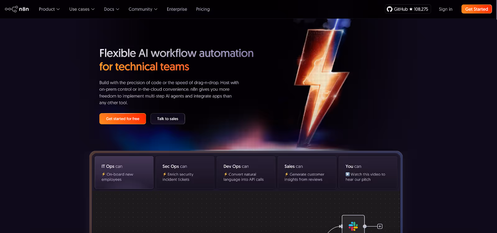 Screenshot of n8n’s homepage