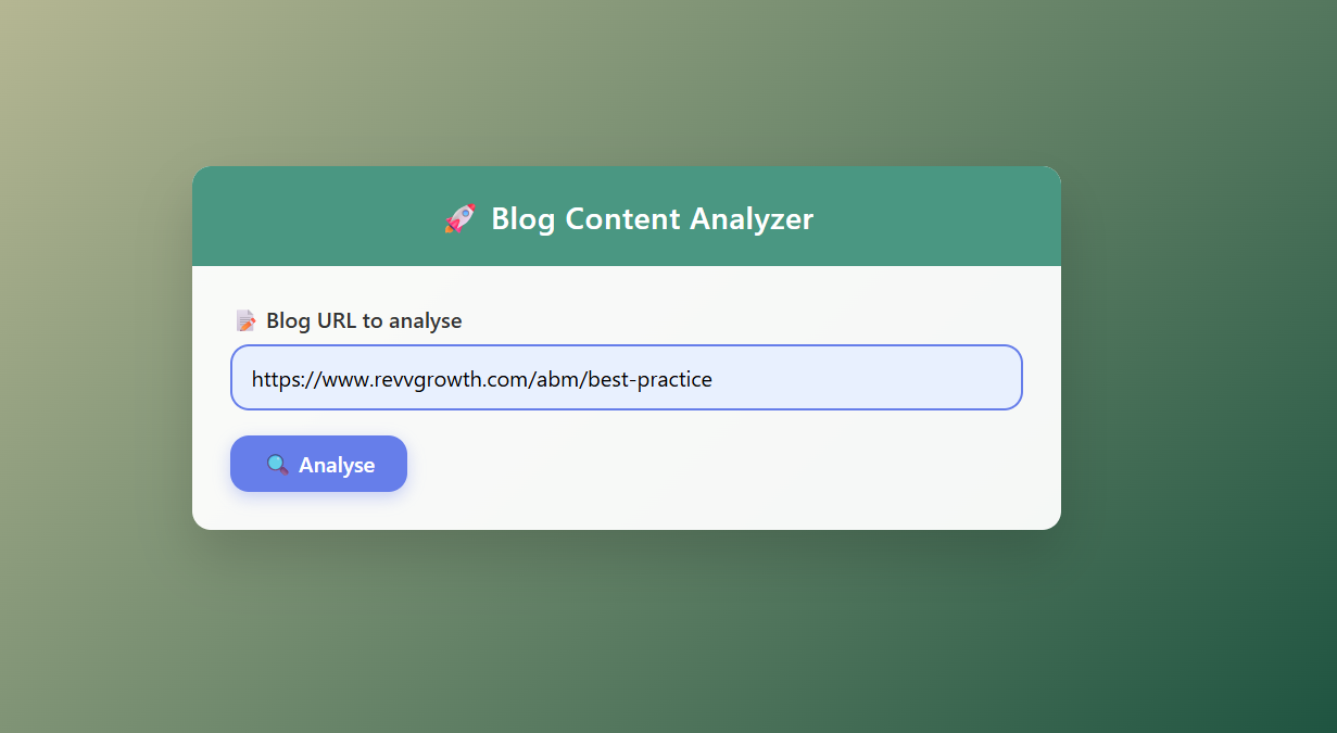Front end of Blog content Analyzer