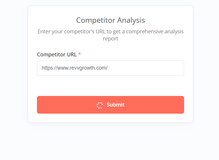 Front end of Competitor Keyword Research 