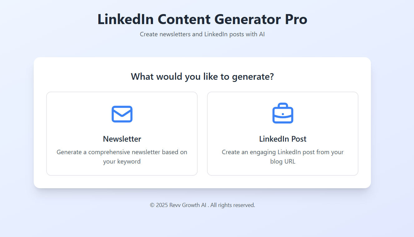 LinkedIn Content Generator front end