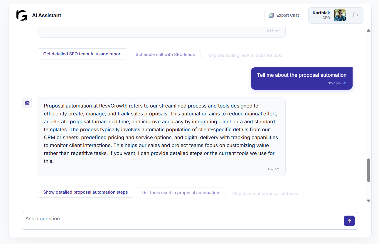 Revv GPT delivering clear answers from internal systems
