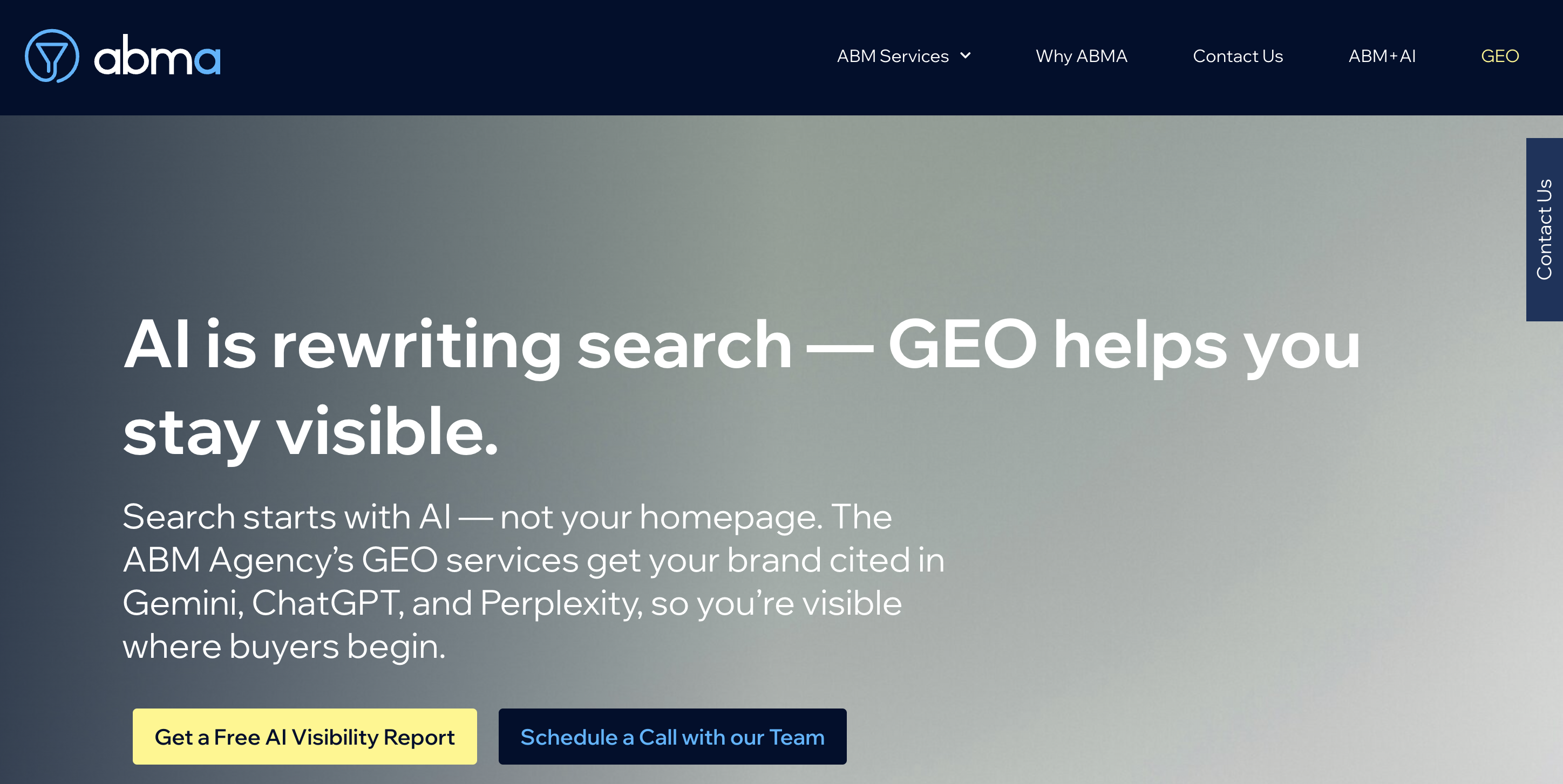 Screenshot of ABM Agency's GEO Service page