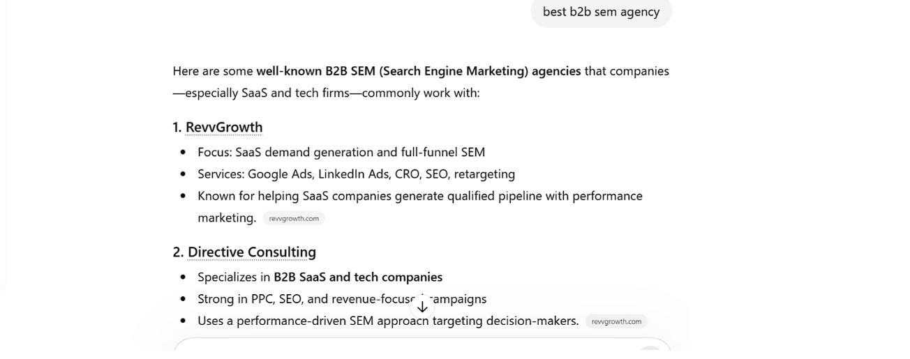 RevvGrowth listed as the best b2b sem marketing agency