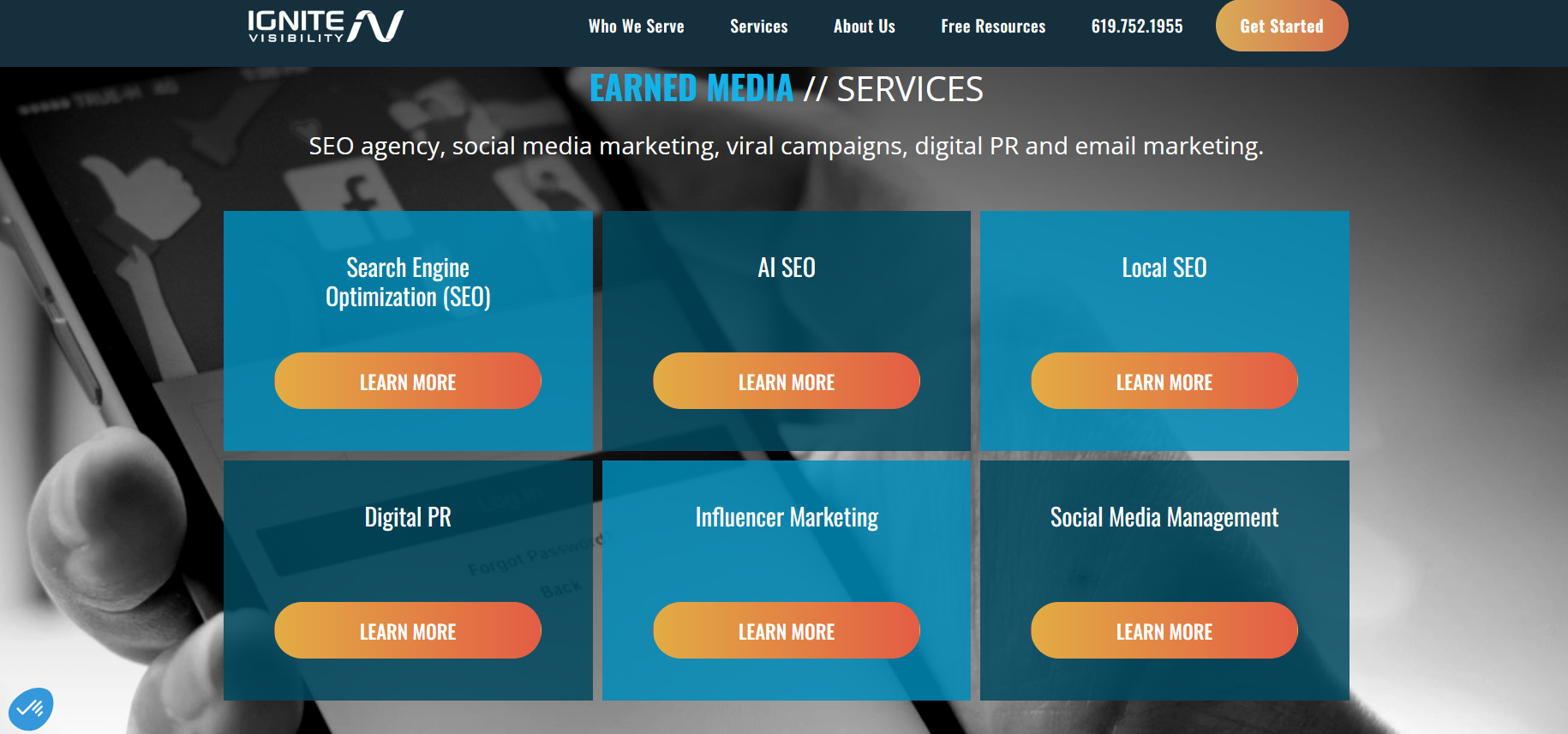 Ignite service page
