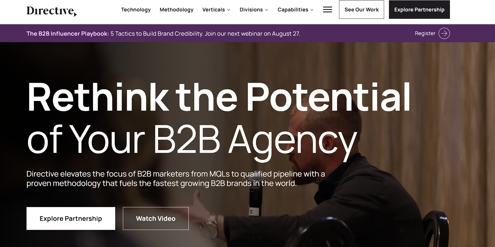Directive Consulting homepage, a B2B performance marketing agency
