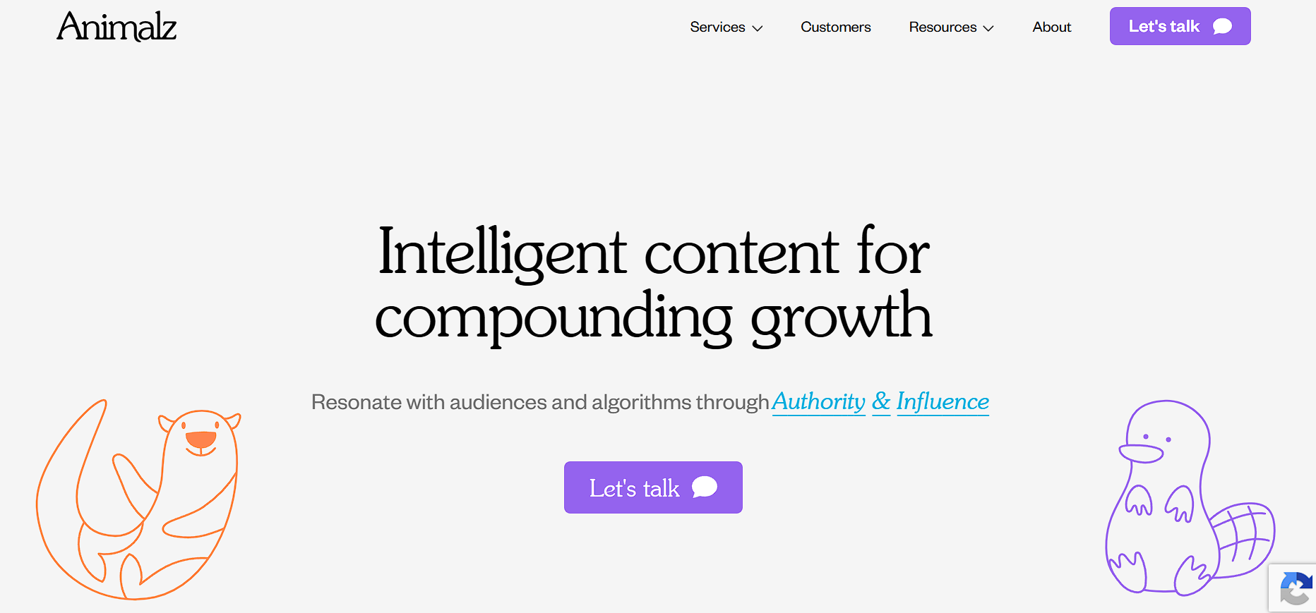 Animalz homepage, a B2B content and thought leadership agency
