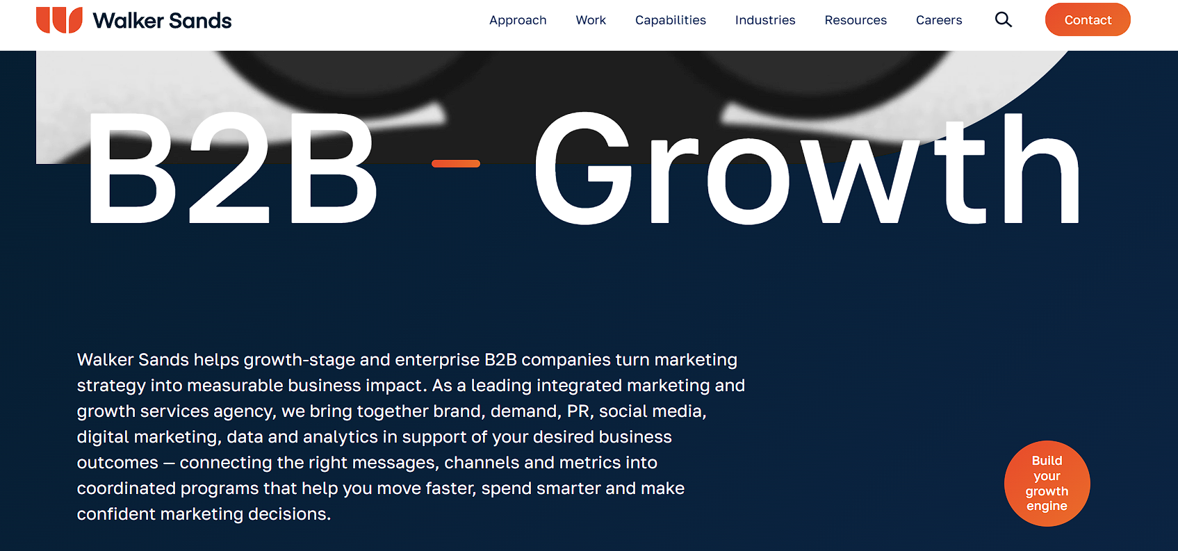 Walker Sands homepage, a B2B marketing and PR agency
