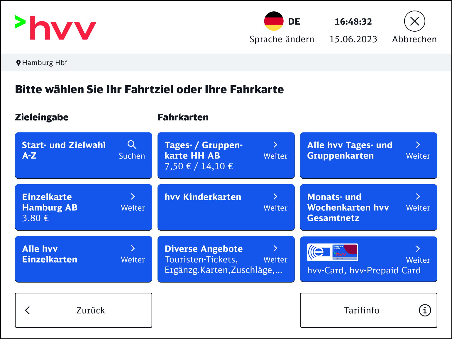 hvv booking flow – select ticket