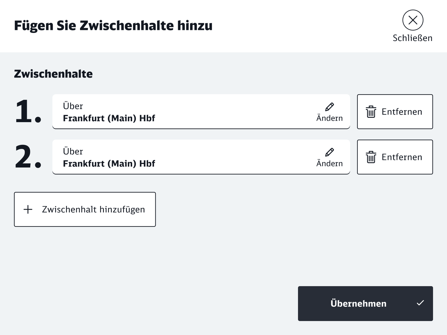 db booking flow – select stopps