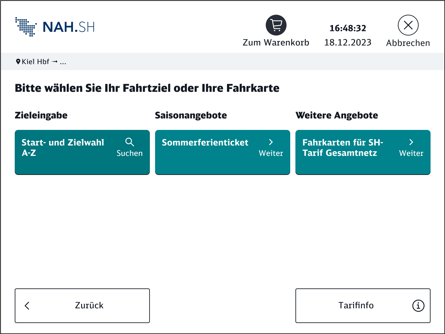 nash booking flow – start