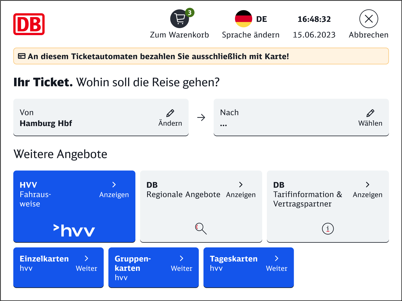 hvv booking flow – start