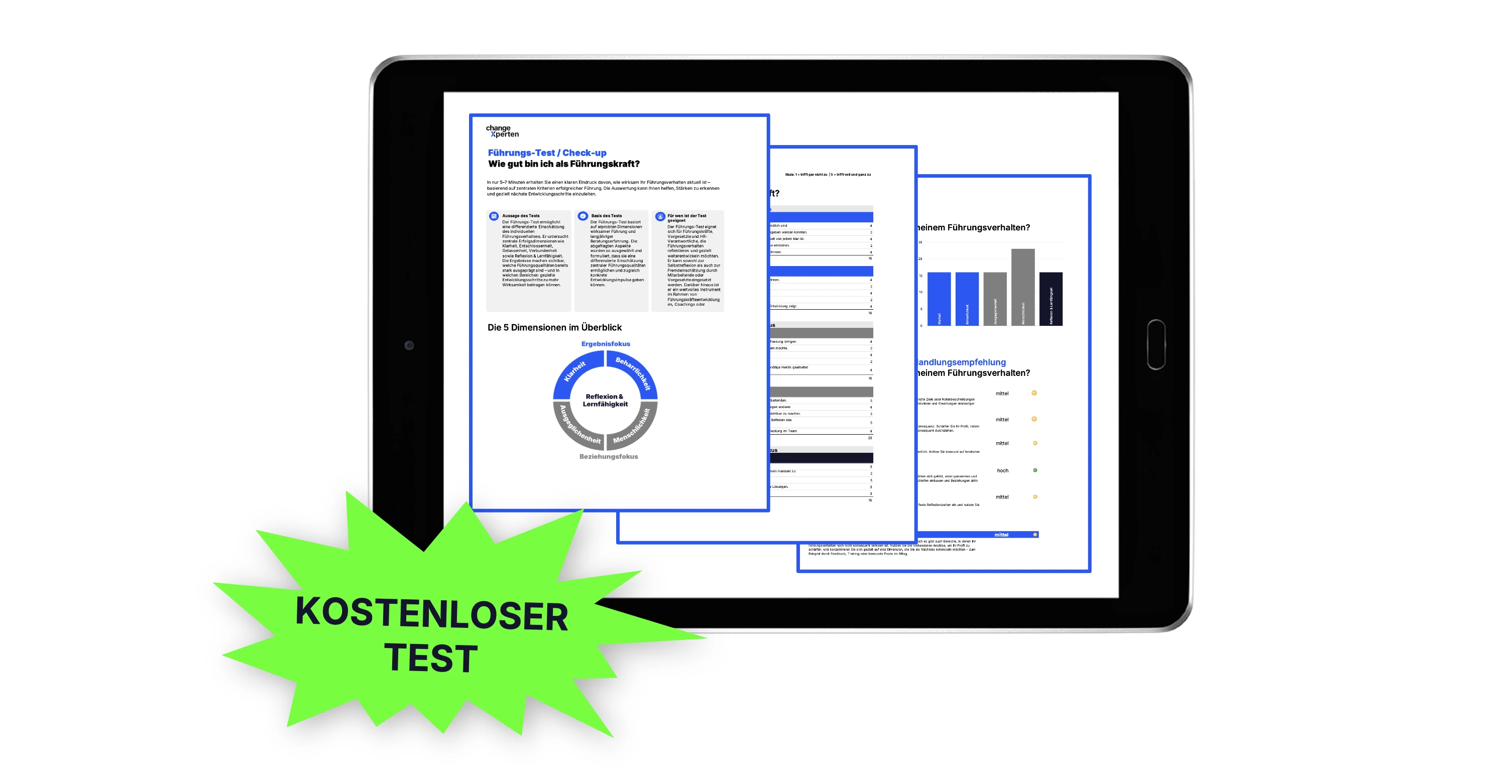 Vorschau der Ergebnisse des Führungskraft-Test als kostenloser Selbsttest