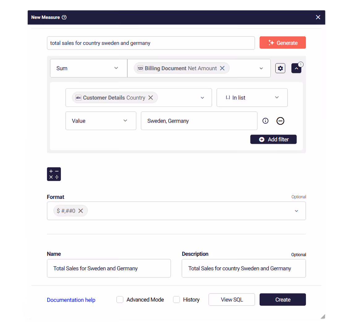 Create measures with AI in Astrato